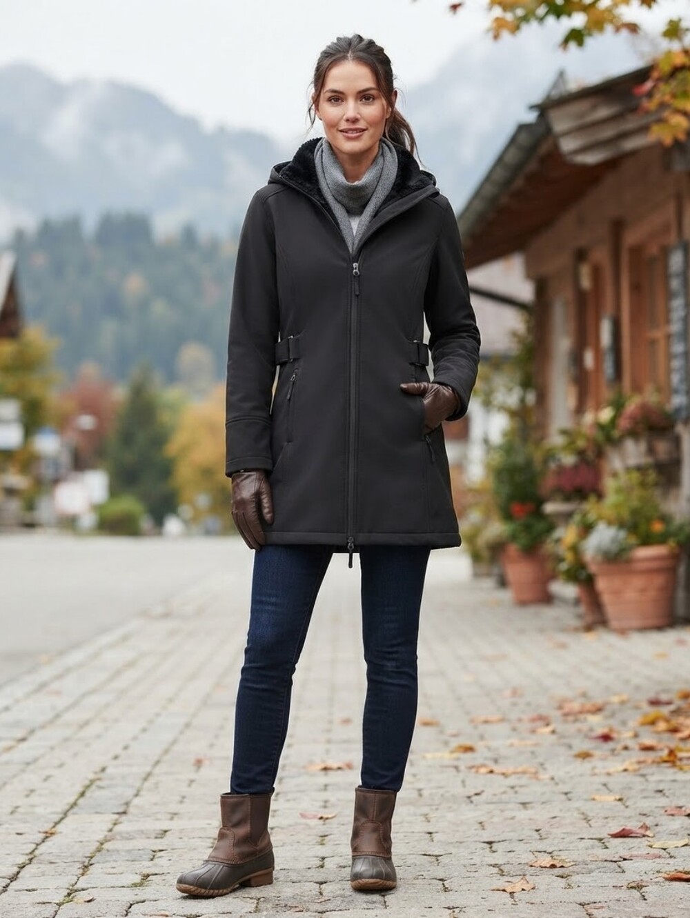 Athletic Works Black Faux Fur Lined Softshell Jacket Size M